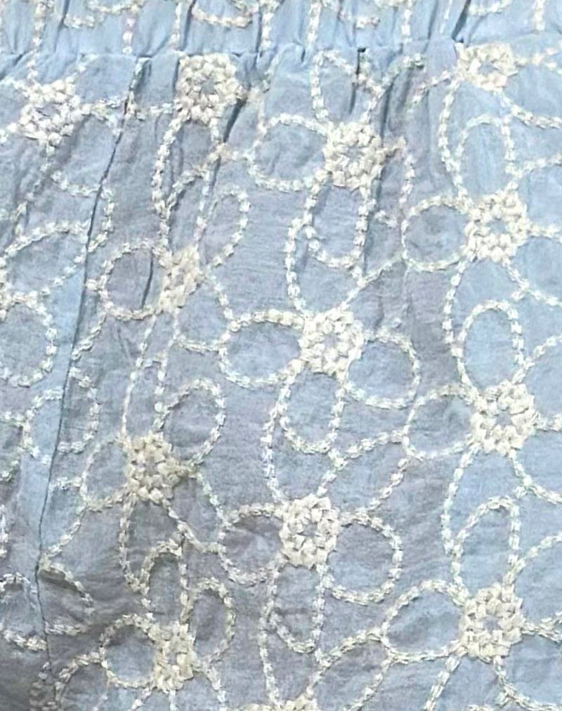 Semur Trouser in Broderie Ice Blue