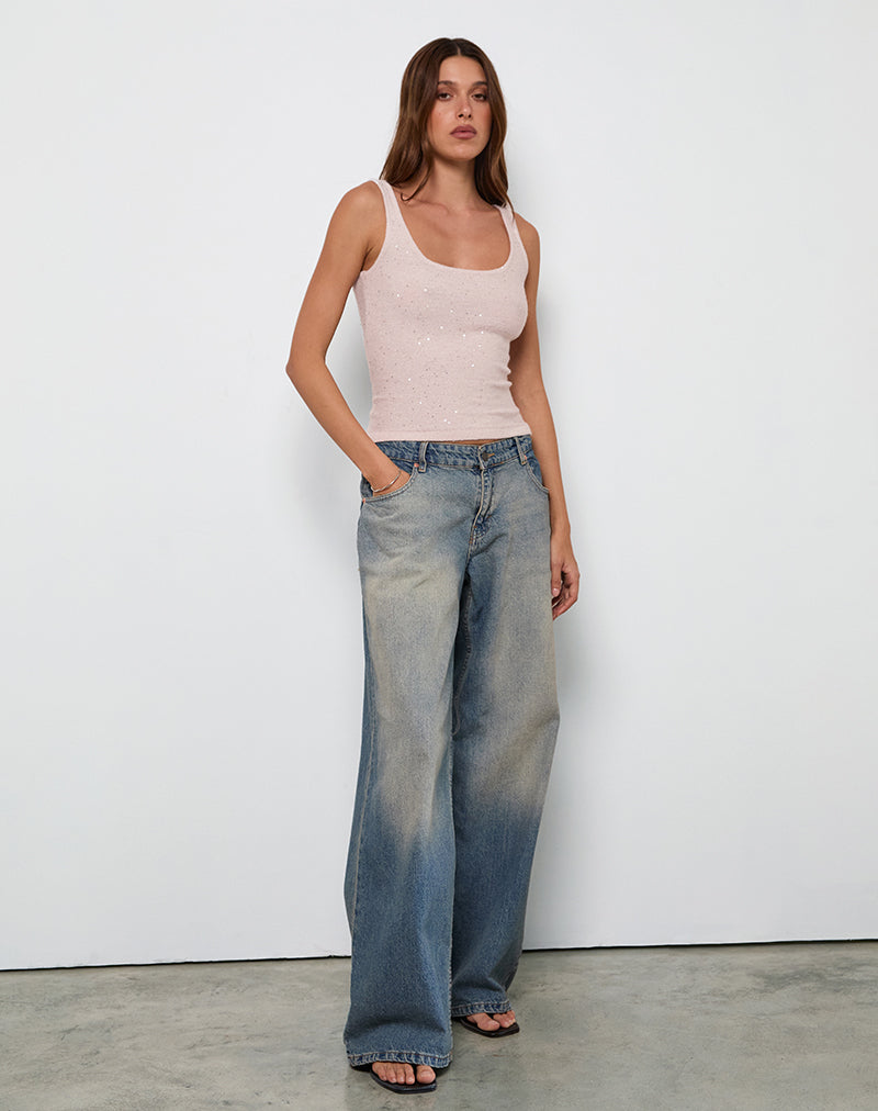 Sepai Vest Top in Dispersed Sequin Pink