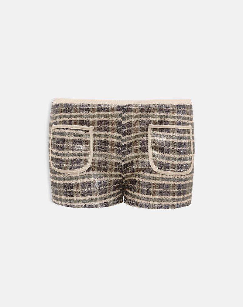 Serafim Short in Sequin Vintage Check Brown
