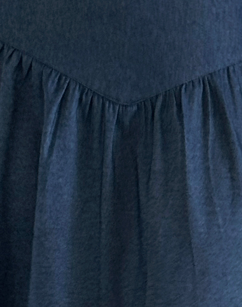 Seraya Midi Skirt in Denim Chambray Indigo