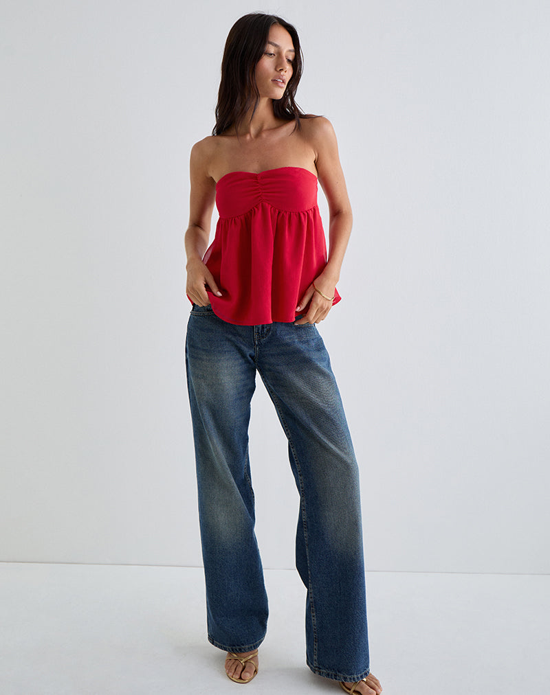 Setsuko Bandeau Longline Top in Red