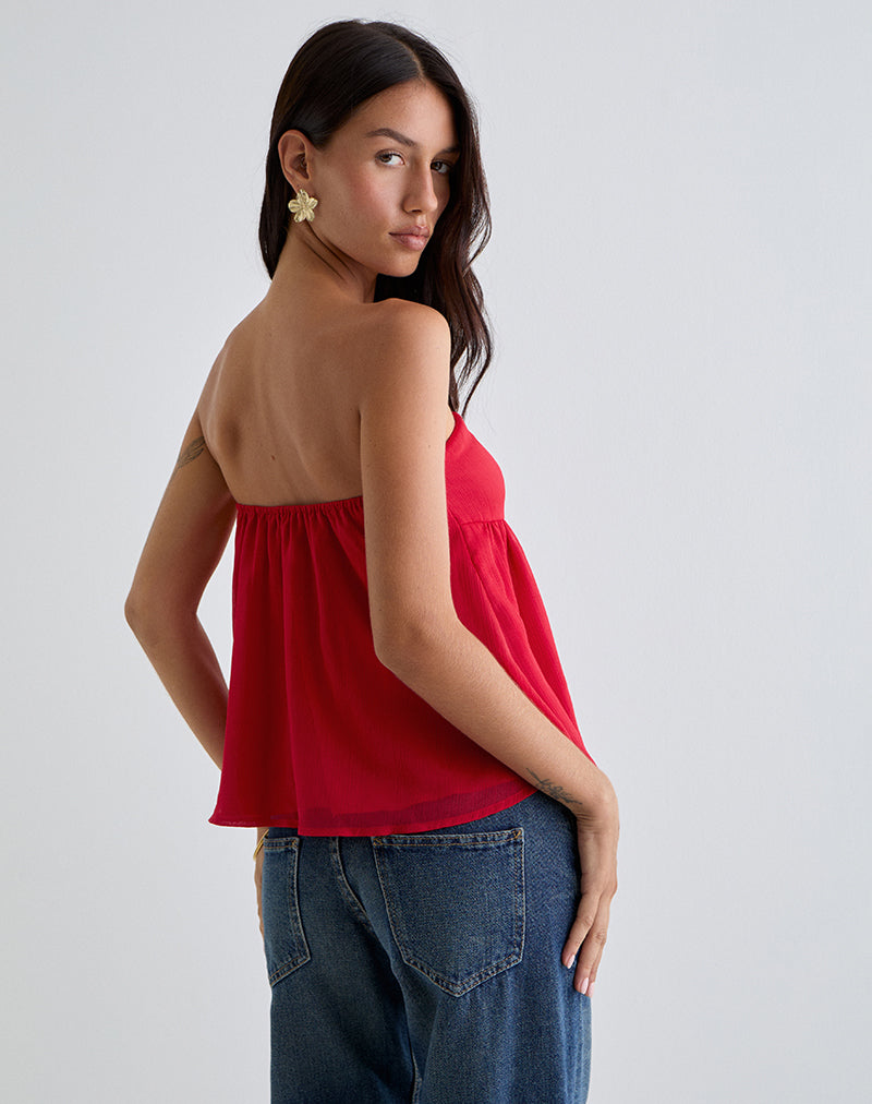 Setsuko Bandeau Longline Top in Red
