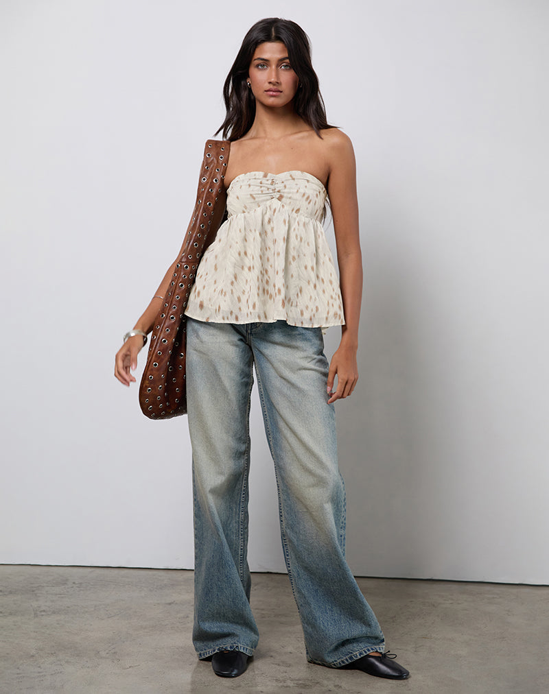 Setsuko Bandeau Longline Top in Bambi Ivory