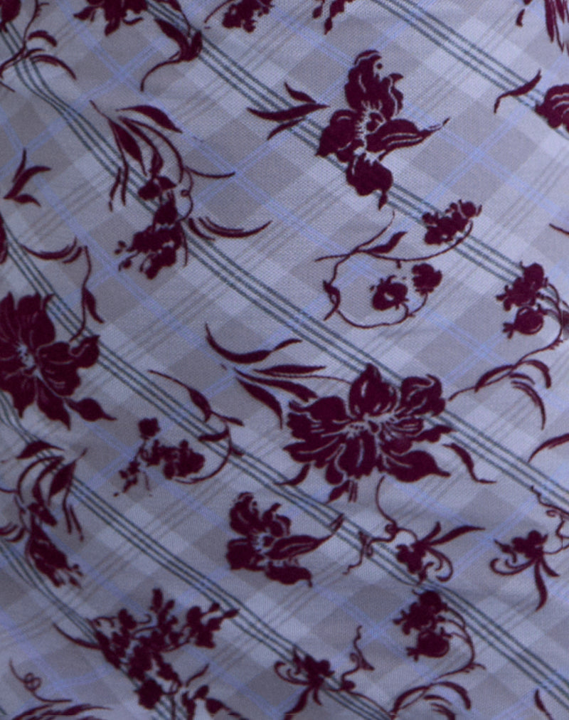 Sevila Long Sleeve Mini Dress in Lotus Flock Checked Lavender