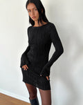 Sevila Long Sleeve Mini Dress in Crinkle Black