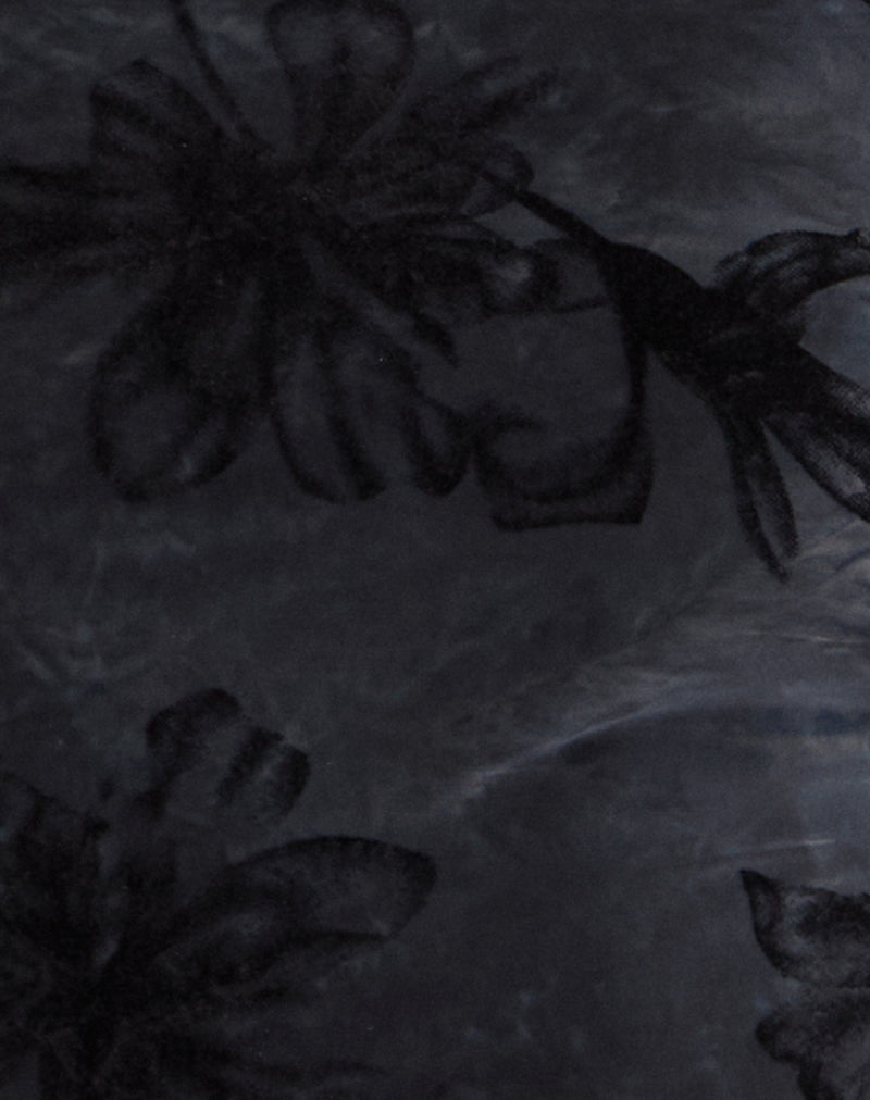 Sevila Long Sleeve Mini Dress in Burnout Velvet Grey