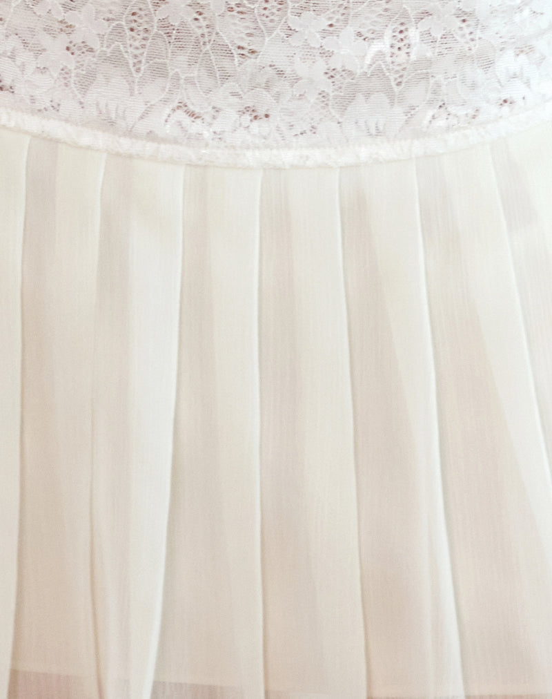 Akara Pleated Mini Skirt in Chiffon Ivory