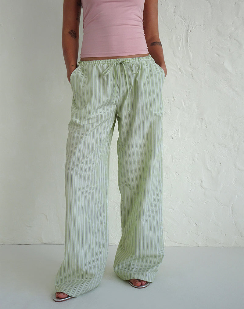 Samir Trouser in Light Green Stripe