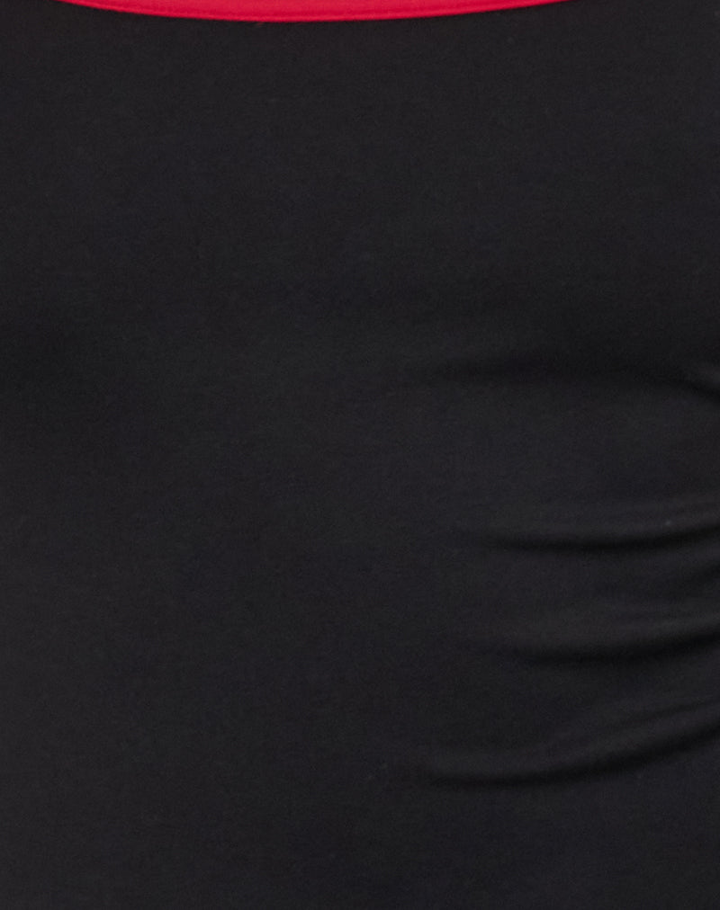 Shajani Top in Black with Red Binding