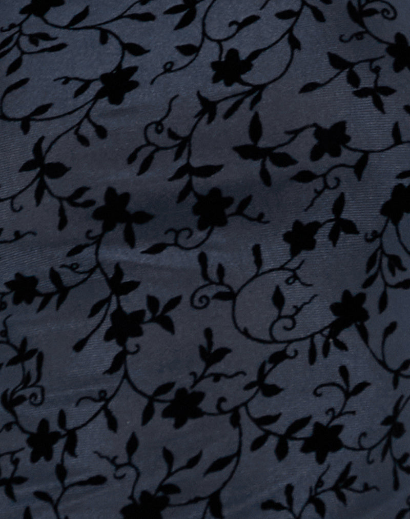 Shaleed Maxi Dress in Pretty Petal Flock Navy