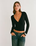 Sheon Long Sleeve Top in Rib Black