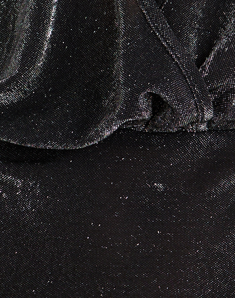 Sherlyn Halter Top in GIitter Lurex Mesh Black