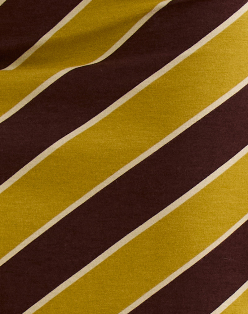 Sherry Split Midi Skirt in Stripe Retro Yellow