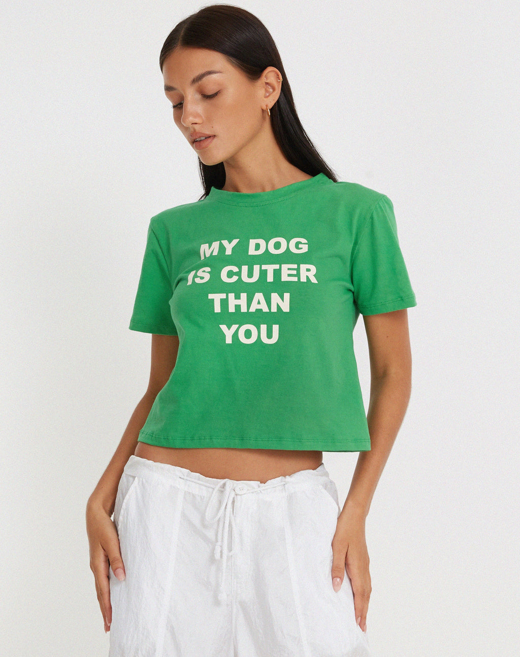 Shrunk Tee in Bush Green My Dog Is Cuter Than Yours
