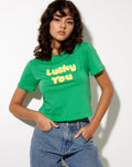 Shrunk Tee in Green Lucky you
