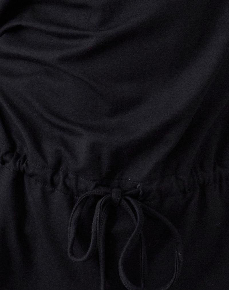 Sika One Shoulder Top in Black with Tie Belt