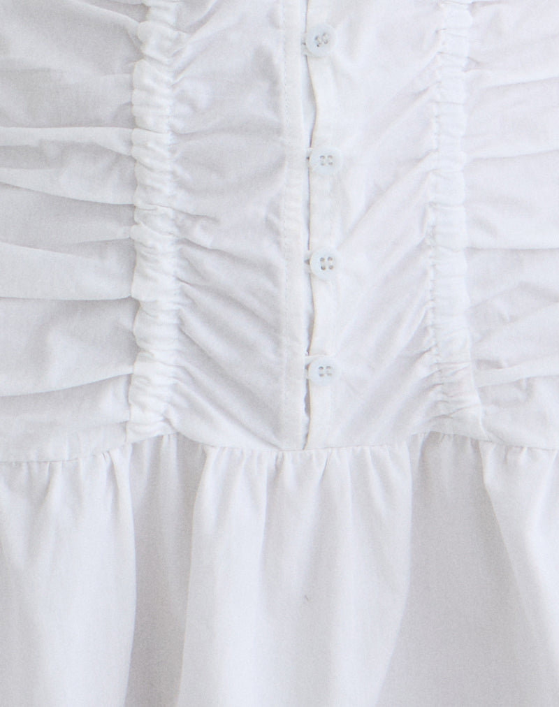 Silesa Ruched Mini Dress in White