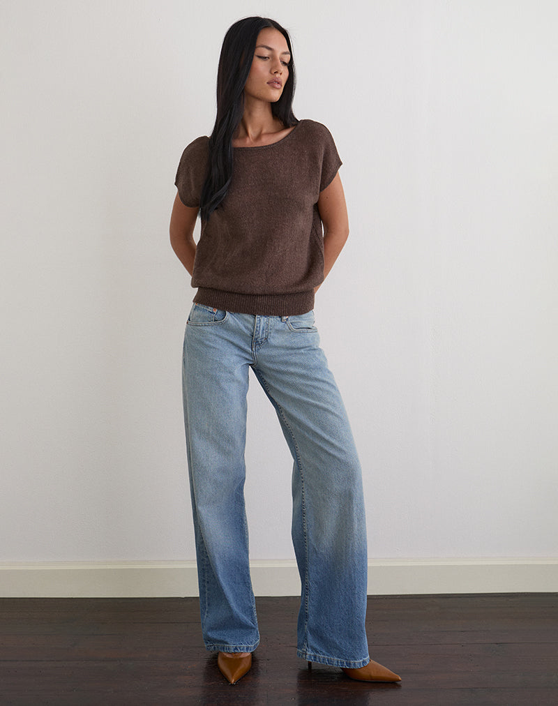 Sinda Scoopback Top in Knit Dark Chocolate