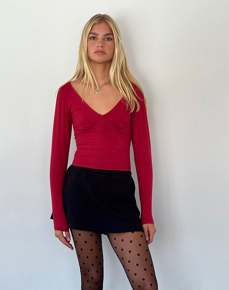 Sisil Long Sleeve Top in Adrenaline Red