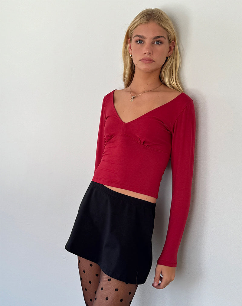 Sisil Long Sleeve Top in Adrenaline Red