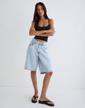Low Rise Skater Shorts in 80's Light Wash Blue