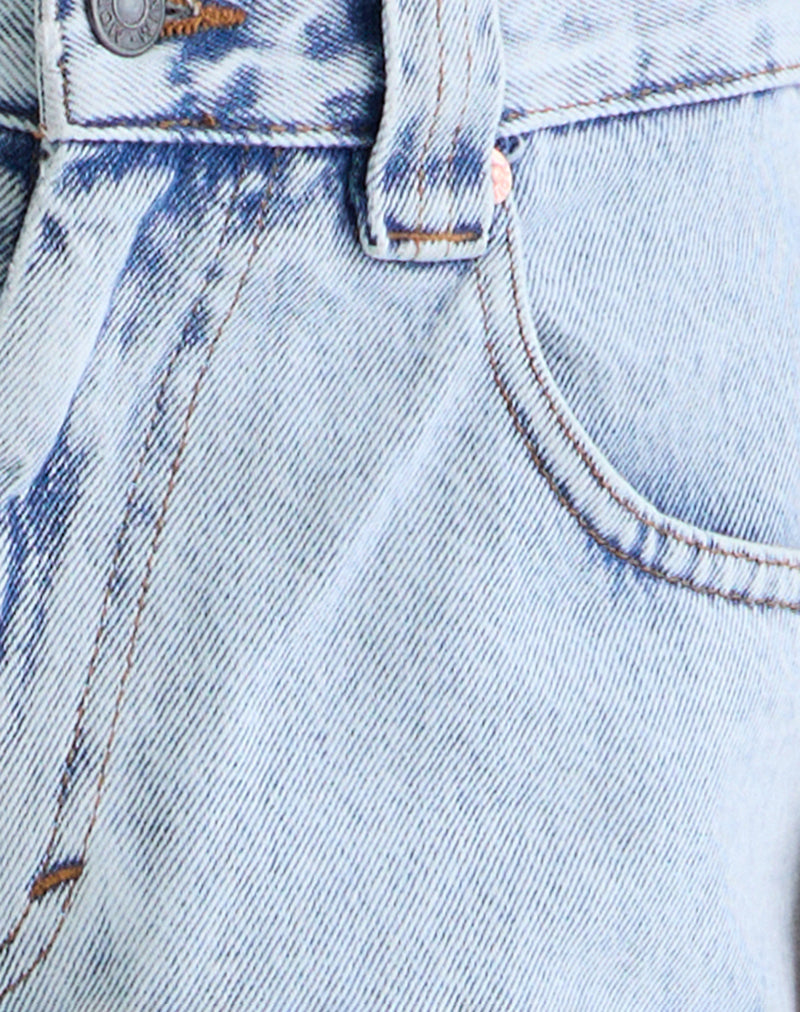 Low Rise Skater Shorts in 80's Light Wash Blue