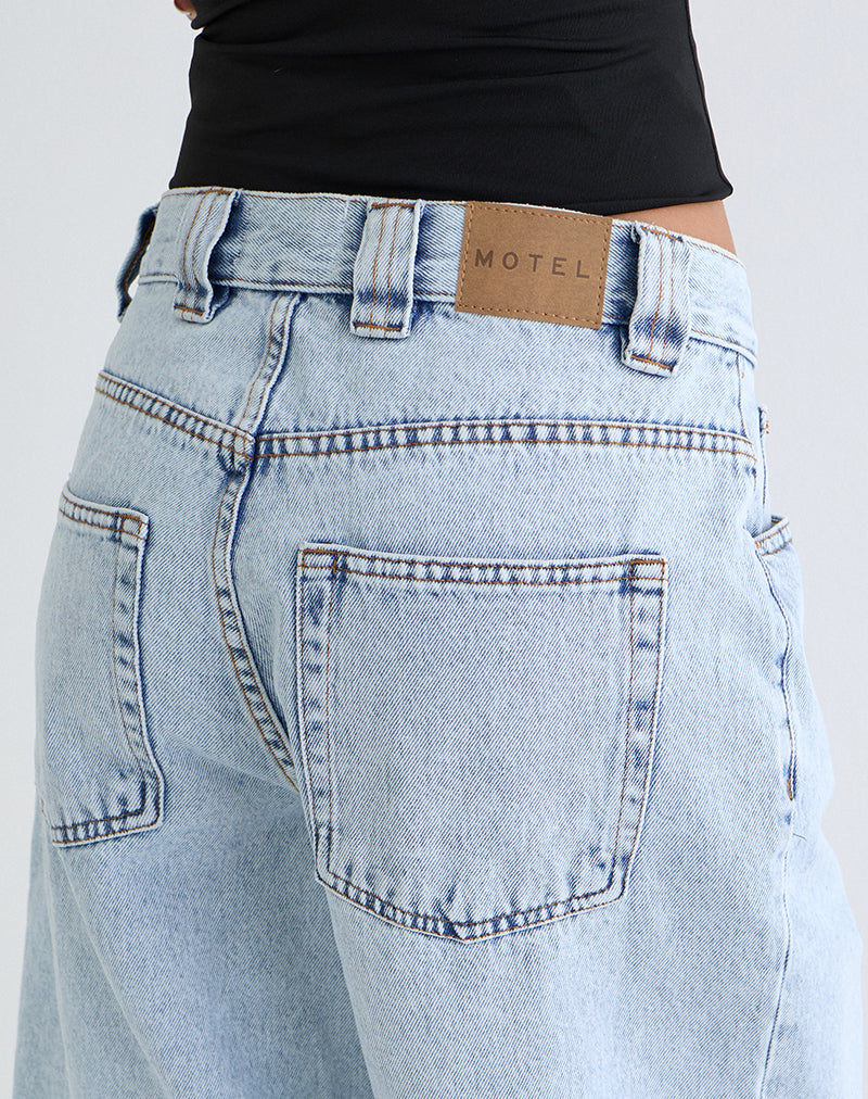 Low Rise Skater Shorts in 80's Light Wash Blue