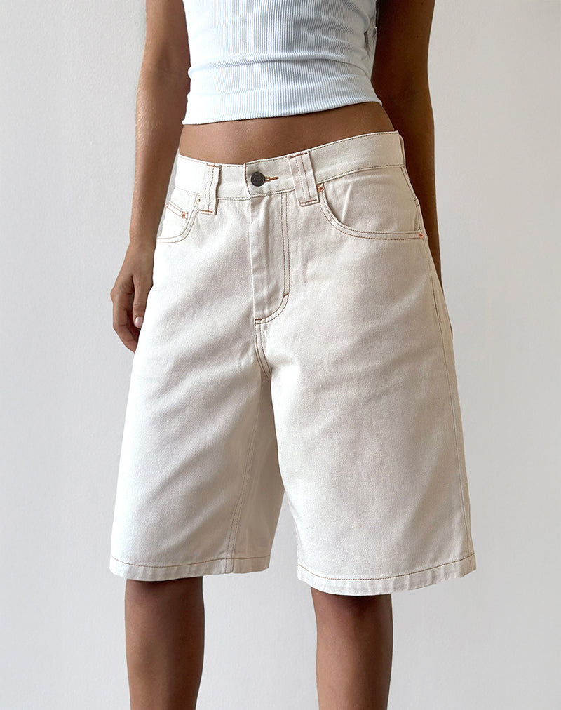 Low Rise Skater Short in Off White