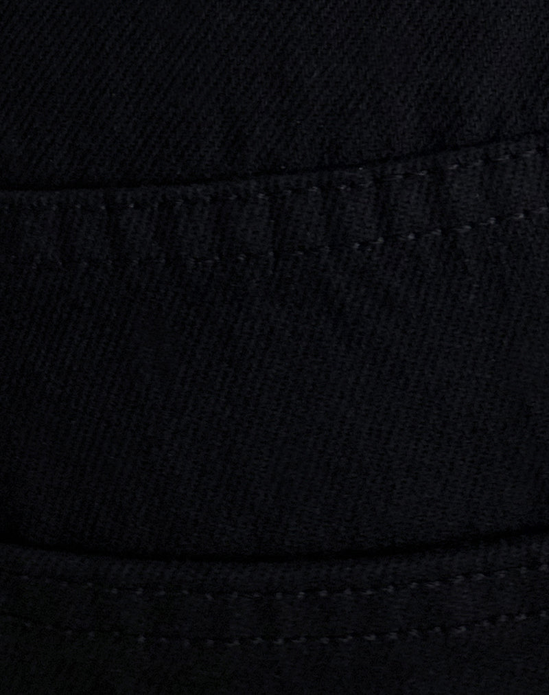 Low Rise Skater Shorts in Rinse Black Denim