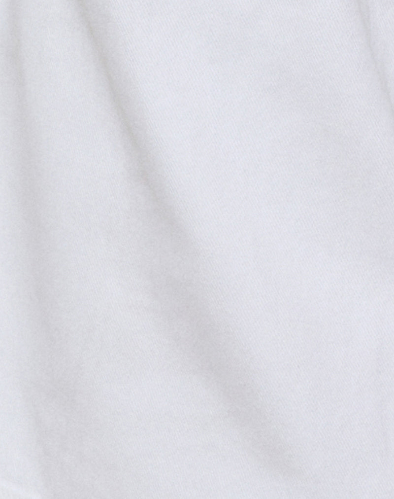 Low Rise Denim Skater Shorts in True White