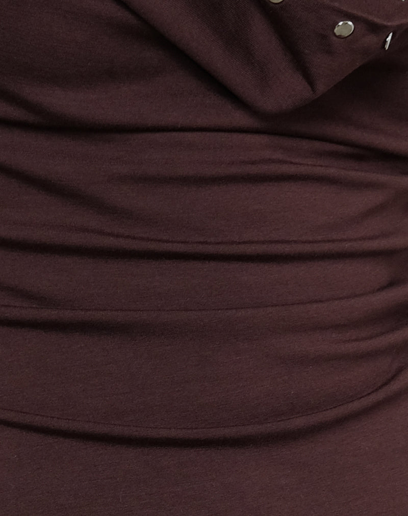 Slater Studded Top in Rayon Jersey Bitter Chocolate