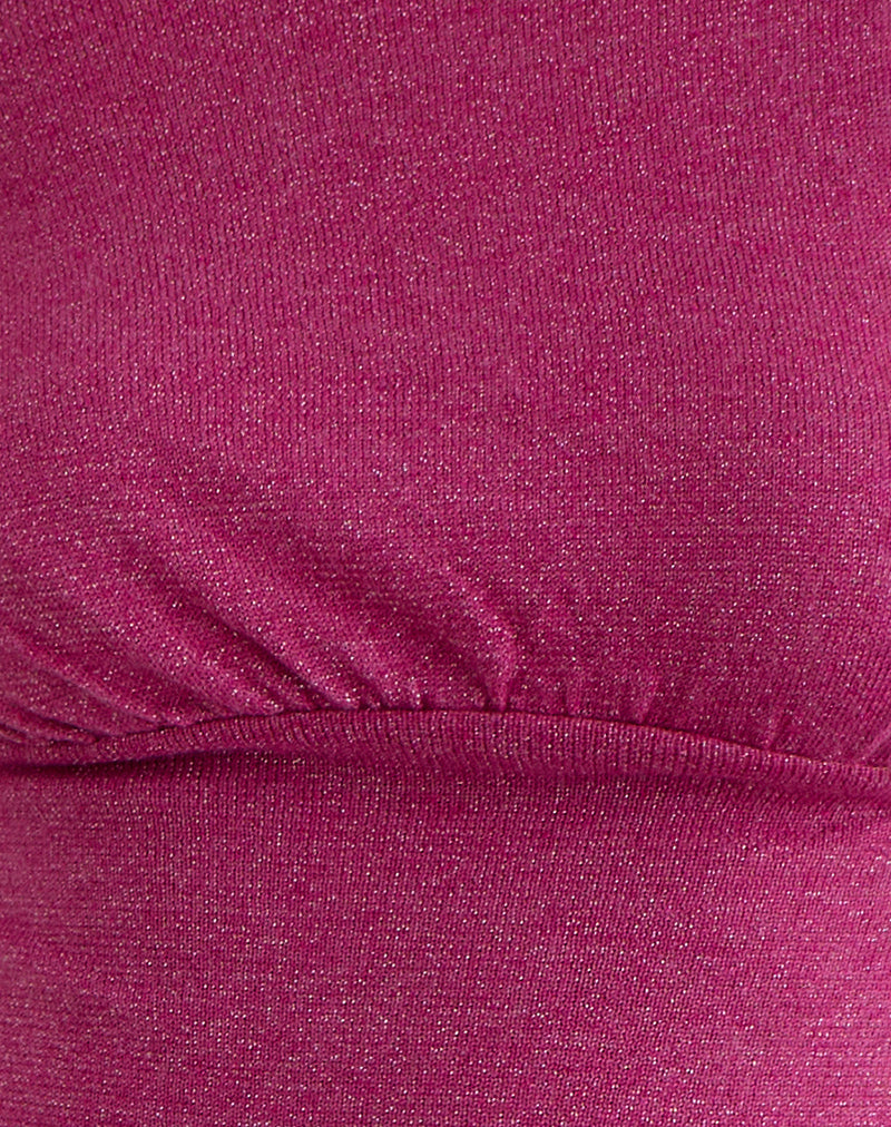 Sojin Top in Lurex Pink with Eyelets