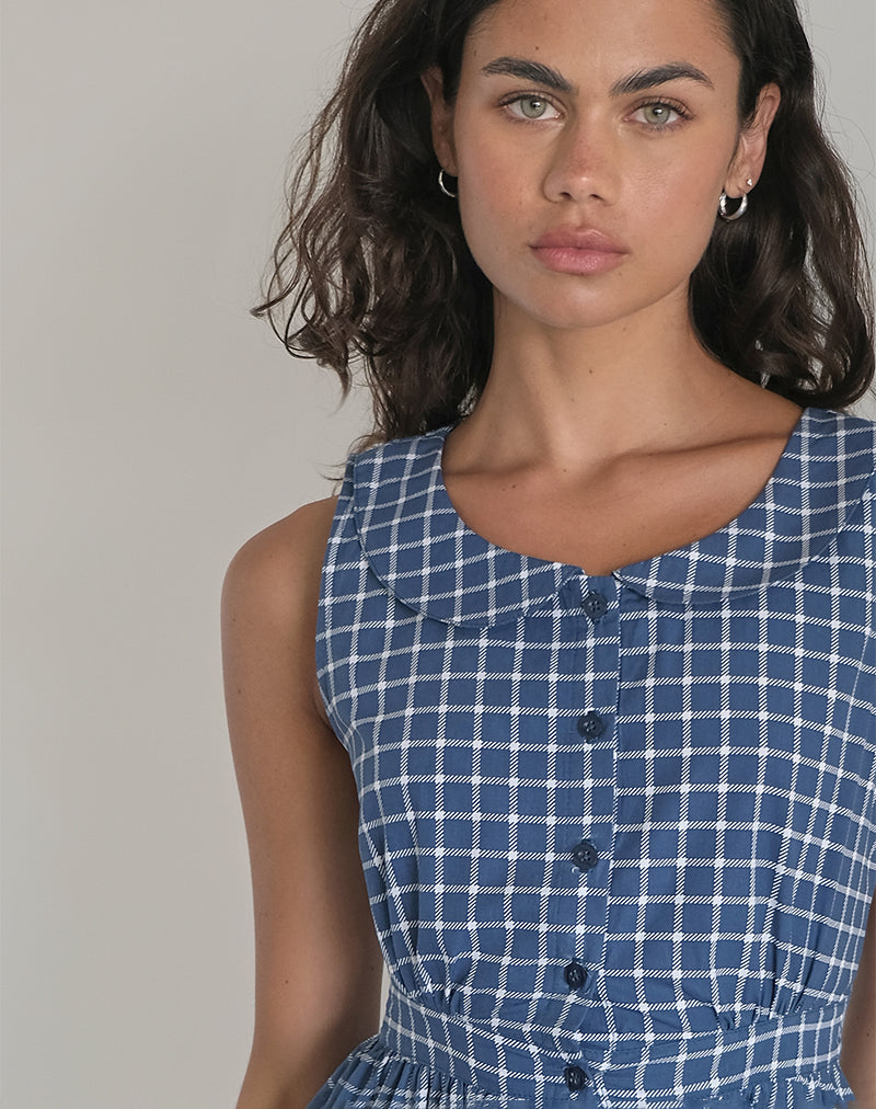 Sokasi Mini Dress in Navy Tartan