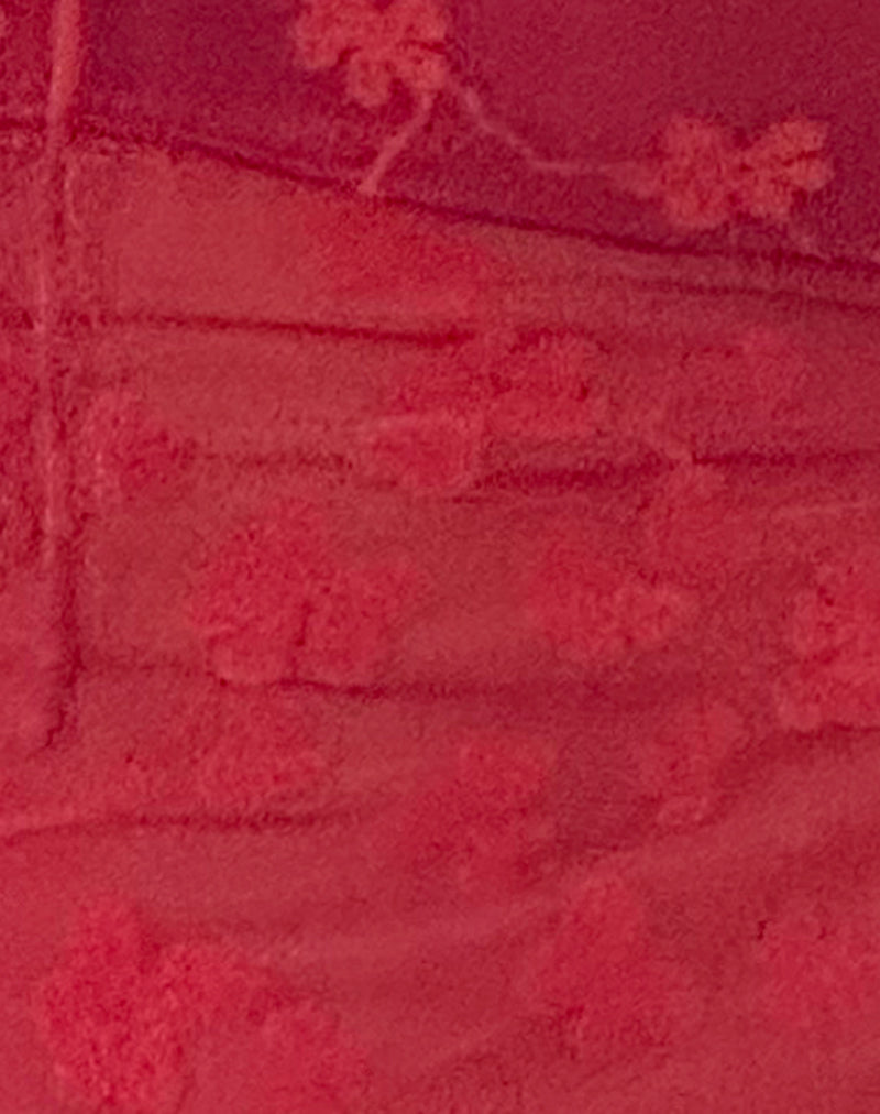 Sola Top in Grunge Floral Flock Red