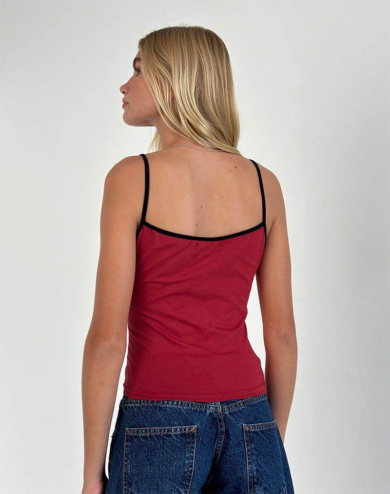 Solani Top in Adrenaline Red with Black Binding