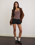Solani Top in Brown with Big Cream Polka Print