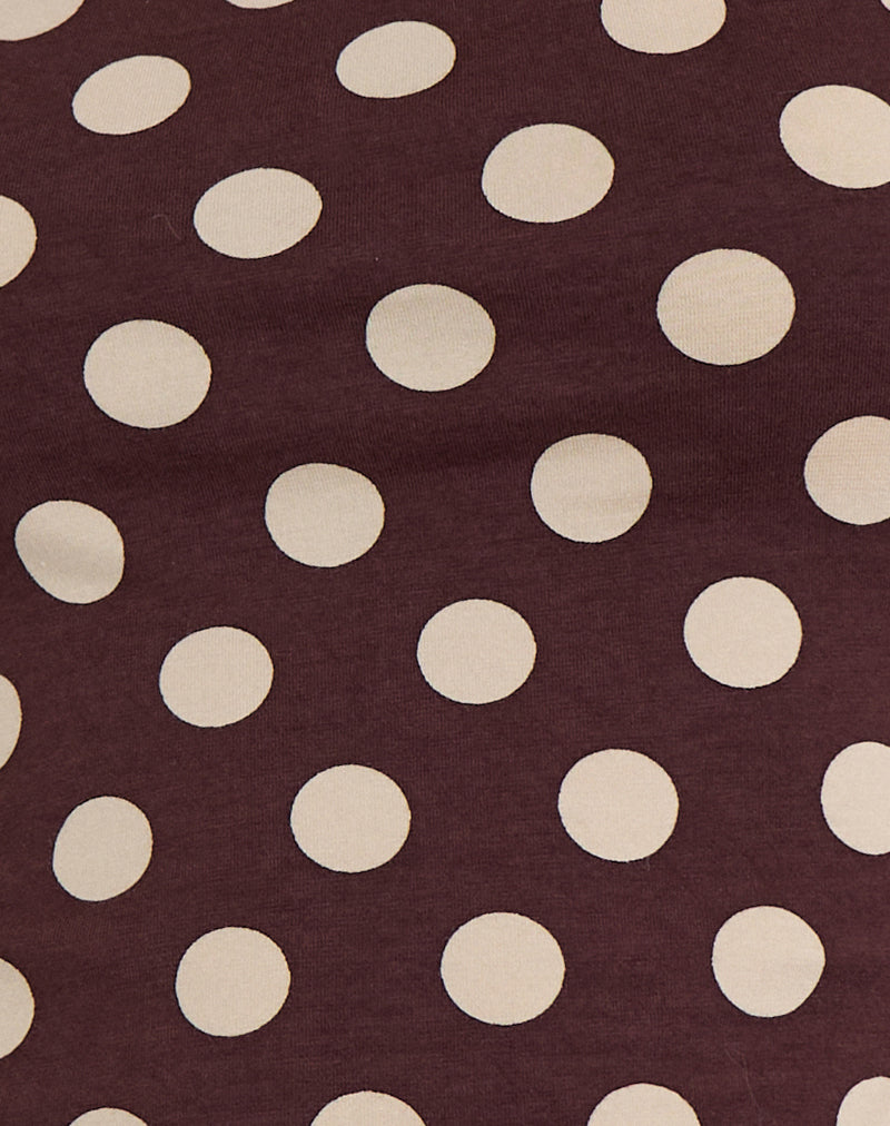 Solani Top in Brown with Big Cream Polka Print