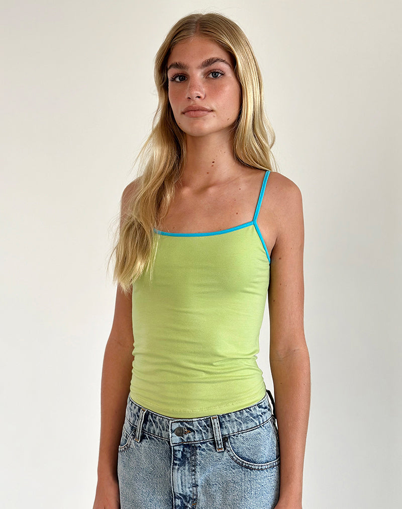 Solani Top in Green Banana with Blue Binding