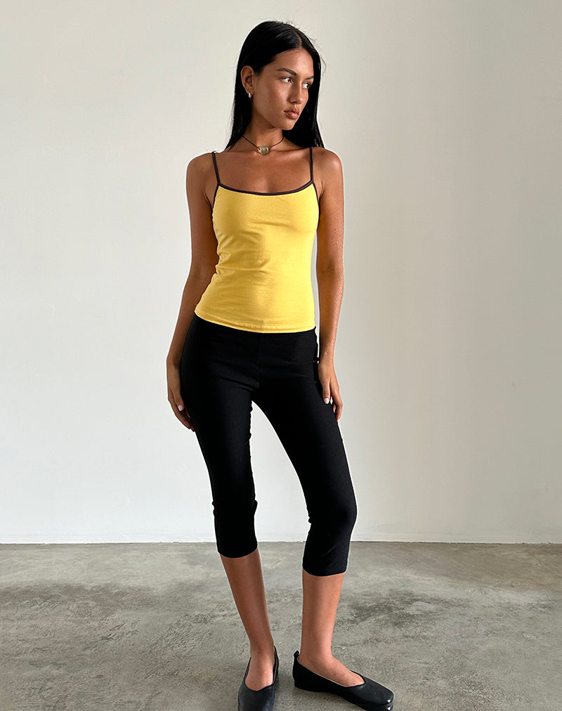 Solani Top in Yellow May with Deep Mahogany Binding