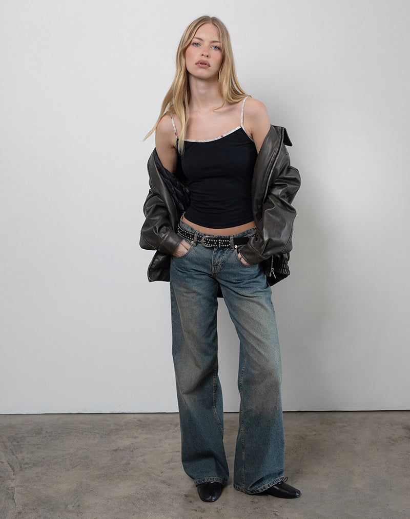 Solani Top in Black with Bambi Animal Binding