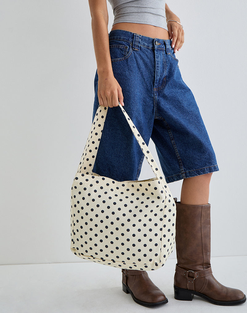 Sota Polka Twill Bag in White and Black
