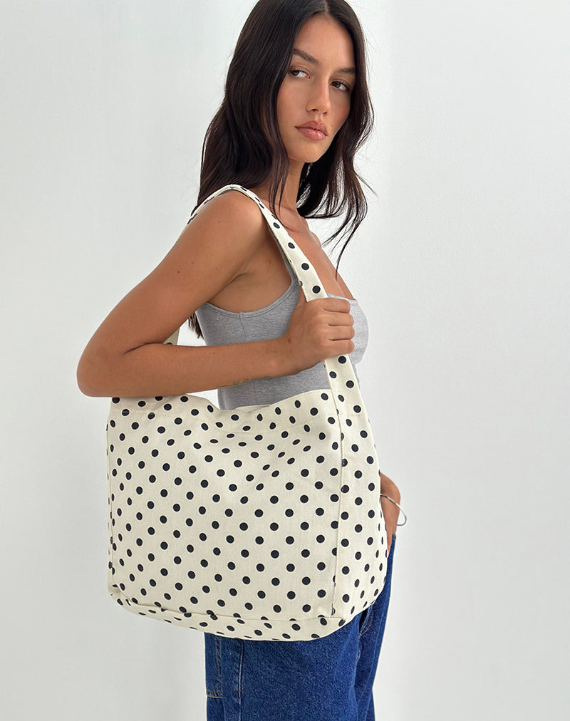 Sota Polka Twill Bag in White and Black
