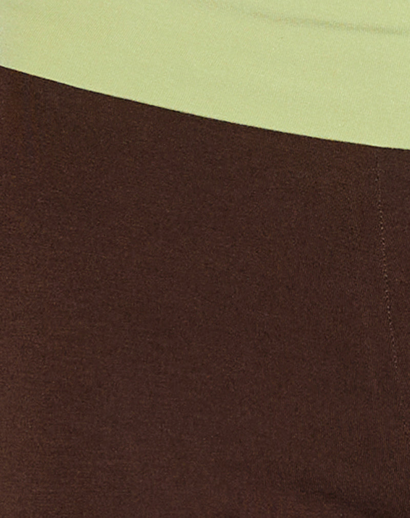 Vivah Fold-over Capri in Chocolate Brown with Pistachio Binding