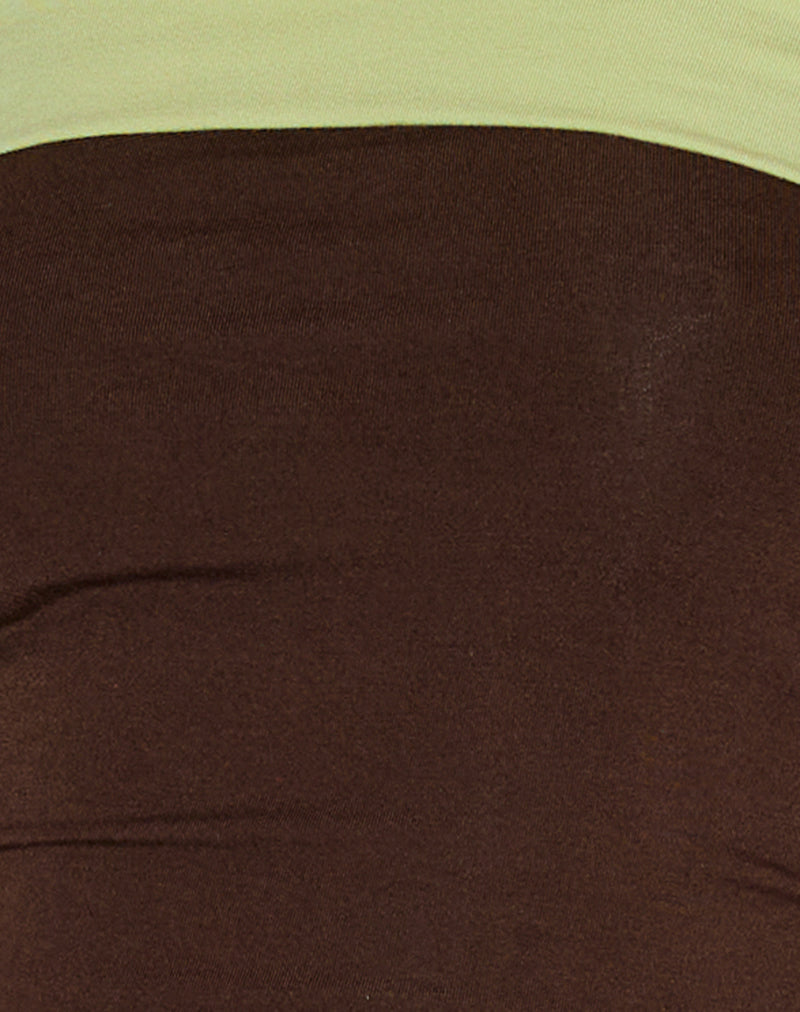 Solna Bandeau Top in Chocolate Brown with Pistachio Binding