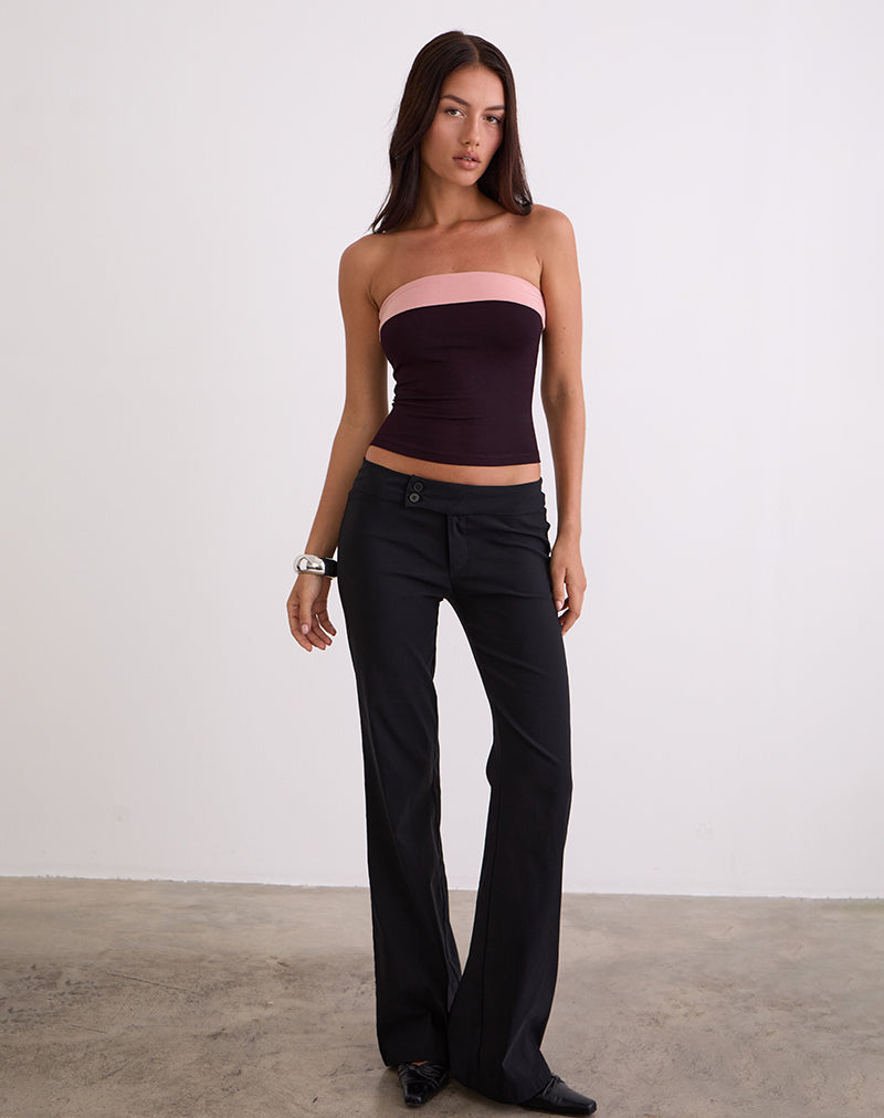 Solna Bandeau Top in Redwood with Pink Lady Binding