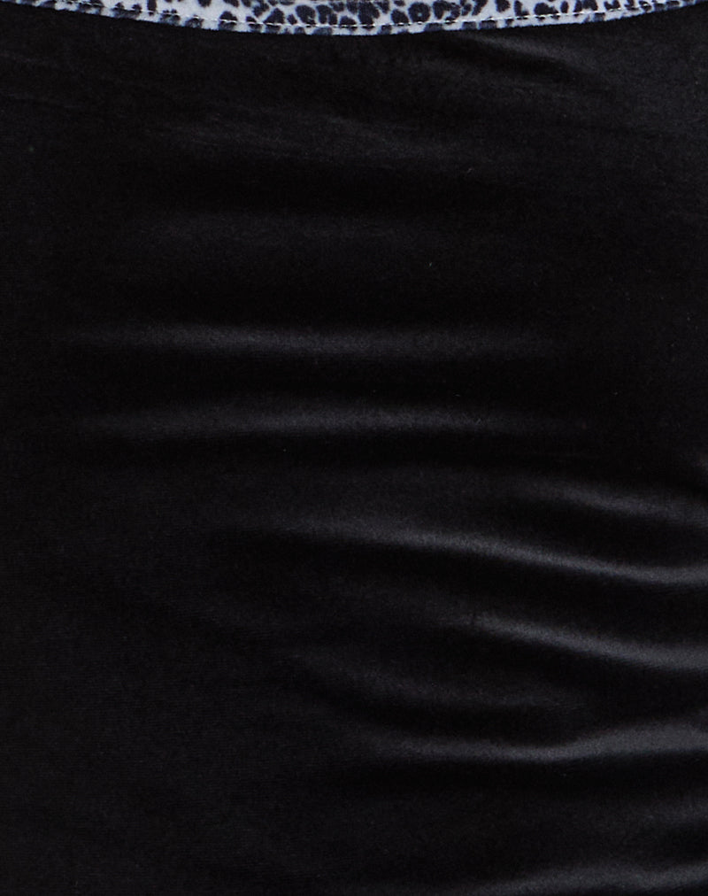 Solyn Halterneck Top in Black with Leopard Binding