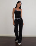 Jalani Trouser in Black with Leopard Binding
