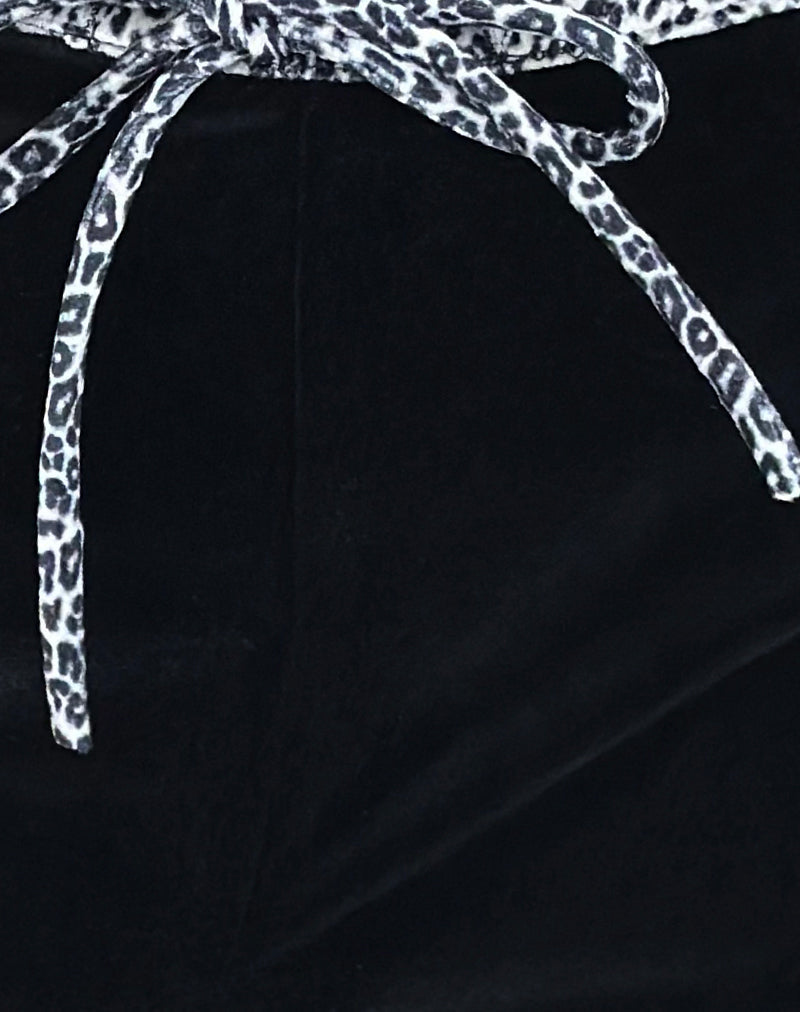Jalani Trouser in Black with Leopard Binding