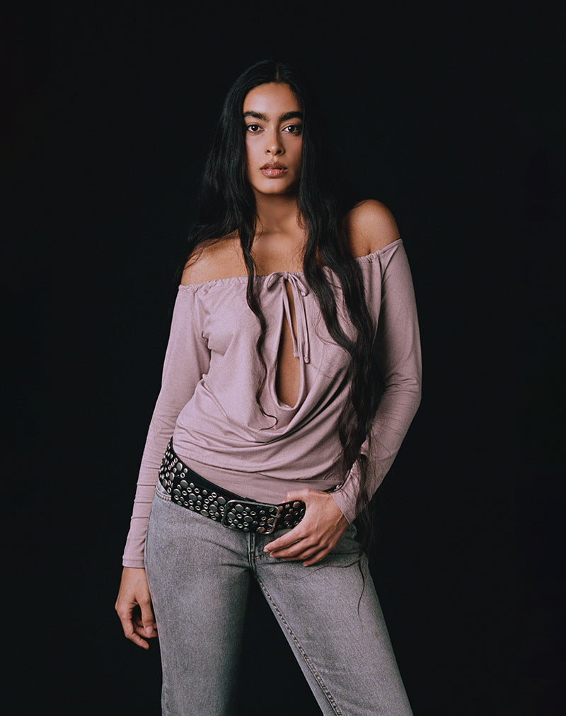 Sore Long Sleeve Cowl Top in Jersey Dusty Mauve
