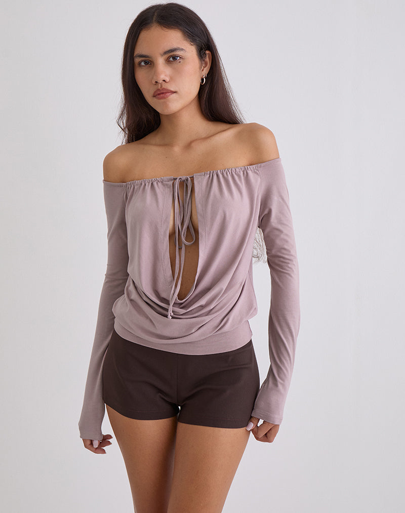 Sore Long Sleeve Cowl Top in Jersey Dusty Mauve